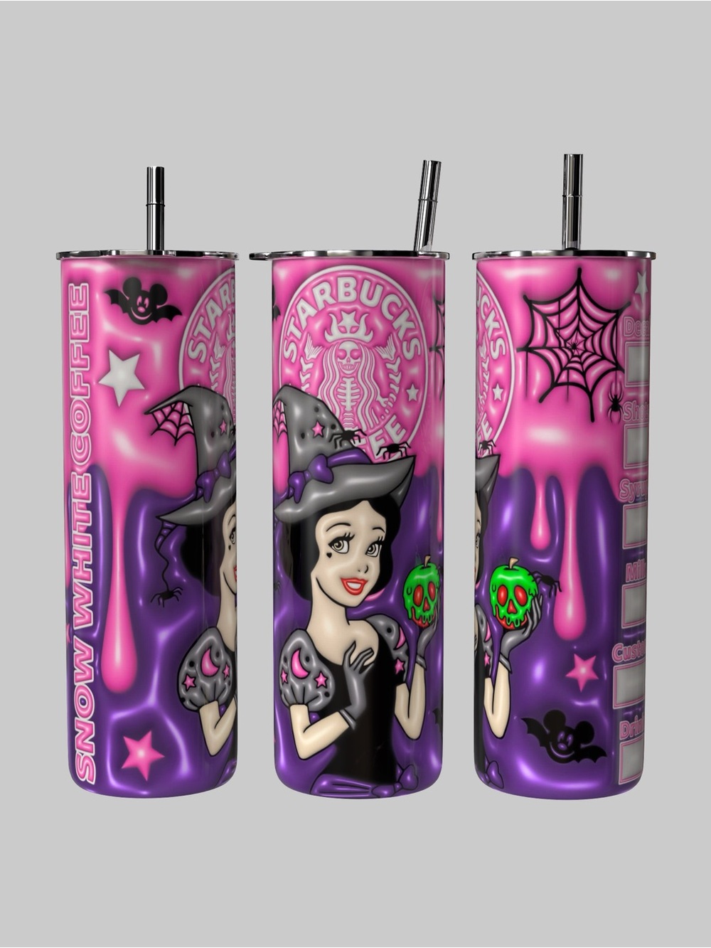 Snow White Halloween Cute Spooky 3D Effect 20oz Tumbler